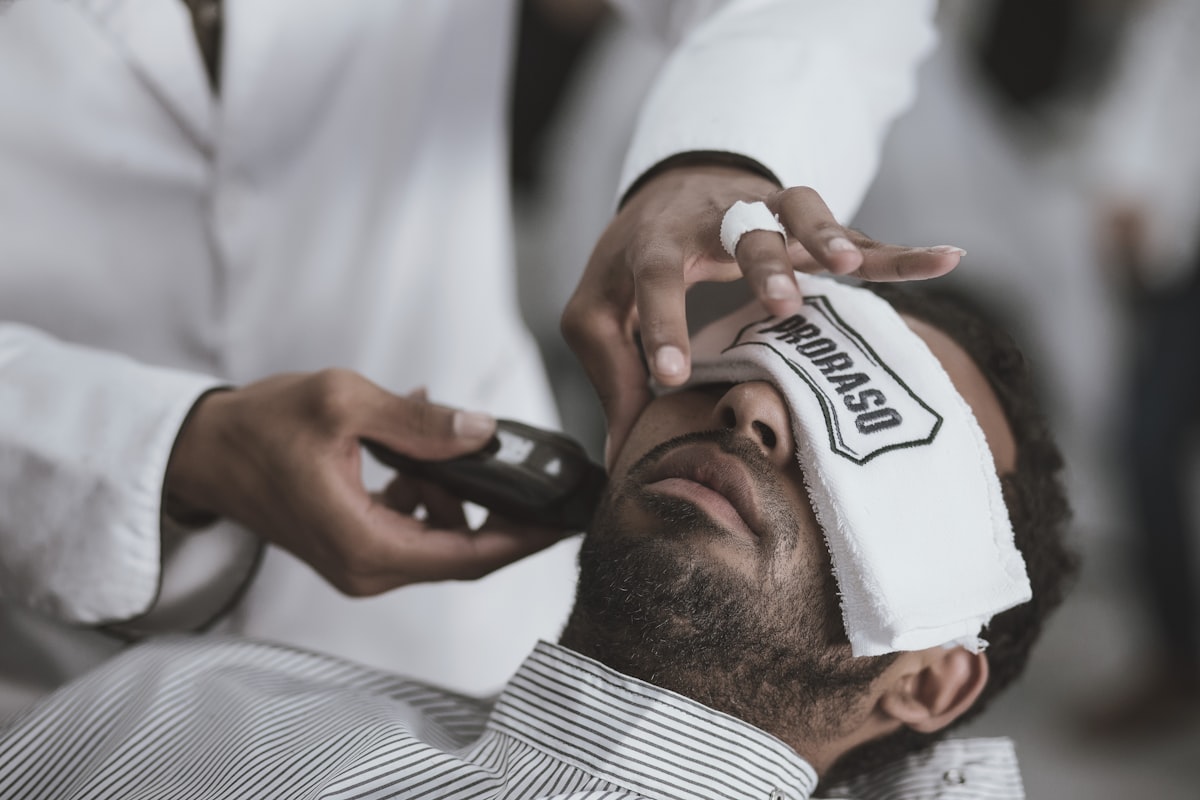 Hot towel treatment before a shave